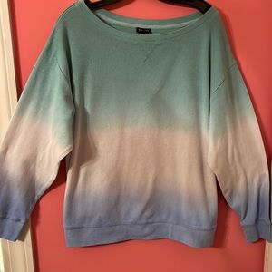 Splendid Ombre Aqua-light Blue thermal waffle knit Shirt XL
